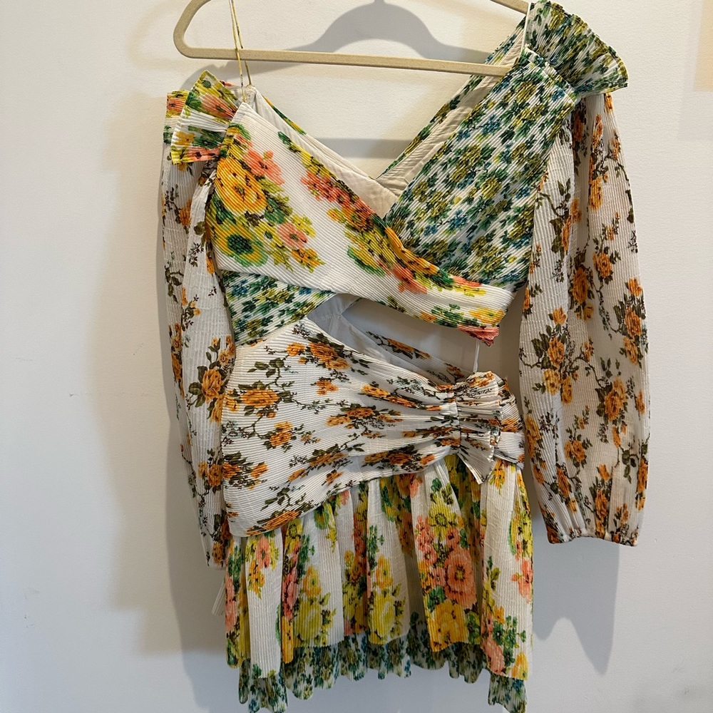 Zimmermann Golden Surfer Floral Cutout mini dress size 1 (US 4-6) excellent